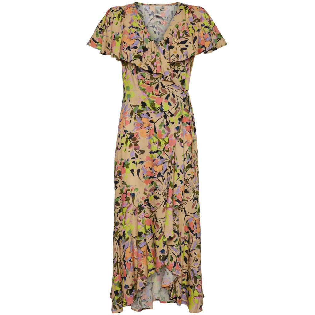 Billede af YAS dame YASEMMY 2/4 LONG WRAP DRESS S. - Warm Sand Emmy print