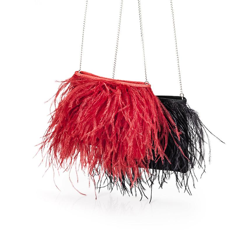 Black Ostrich Feather Purse, Ostrich Feather Evening Bag, Ostrich