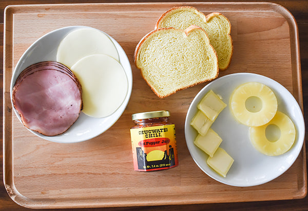 ingredients for hawaiian grilled cheese sandwich 