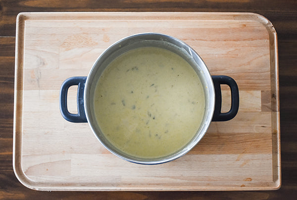 green chile cheese sauce in pot