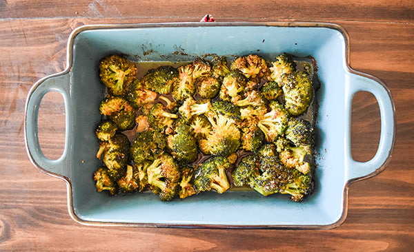 broccoli roasted until golden