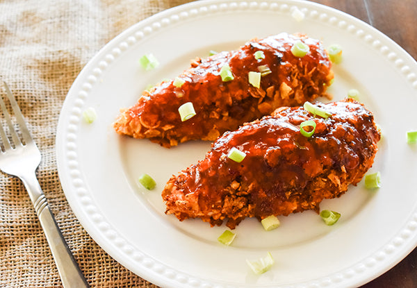 sweet crispy chicken tenders on plate ready to eat