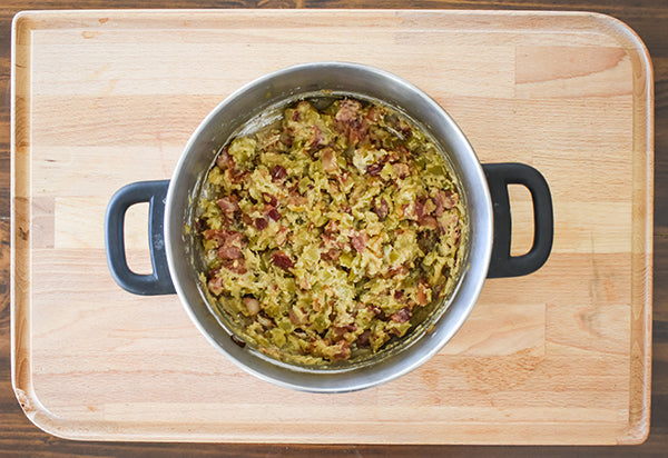 bacon green chile roux in pot