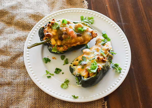 stuffed poblano peppers on plate