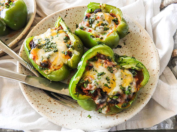 Taco stuffed bell peppers on plate