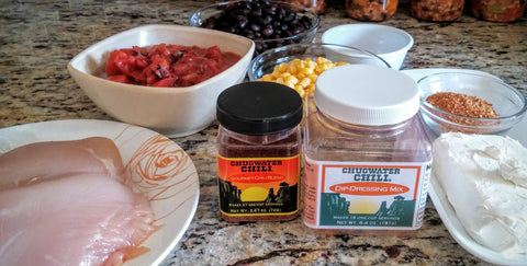 Ingredients to make chicken chili