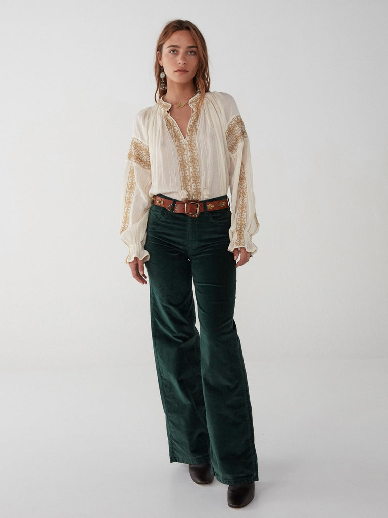 PAULA VELVET TROUSERS IN CAMEL — LORE COLLECTION