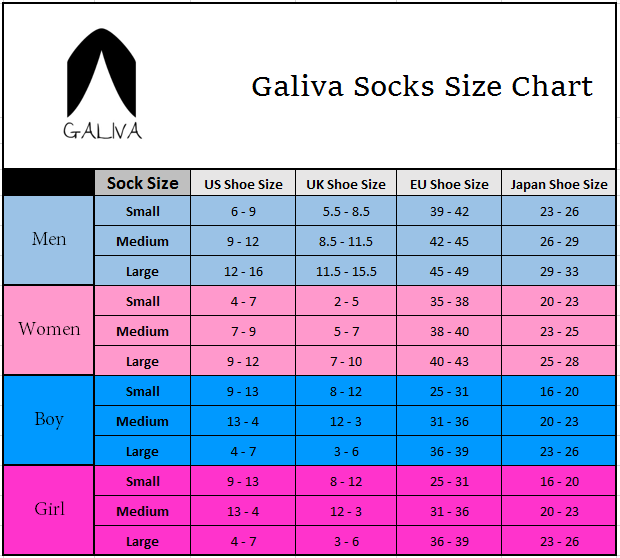 Boys Socks Size Chart