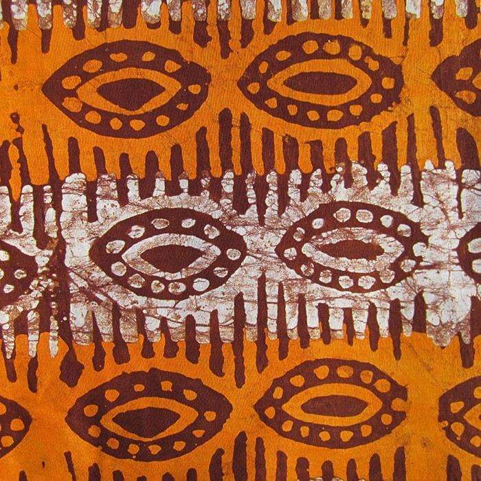 Hand dyed Ethnic African  Fabric  Wax Batik  Ananse Village