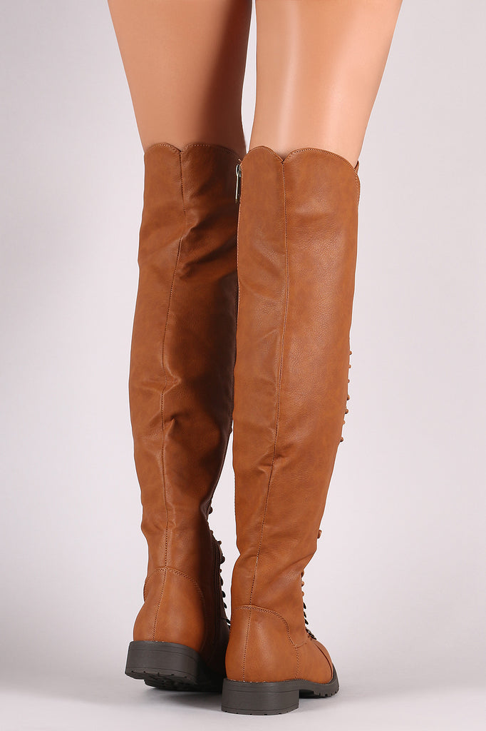 Combat Lace Up Over-The-Knee Boots – Purposed By Design (Honey Skies)