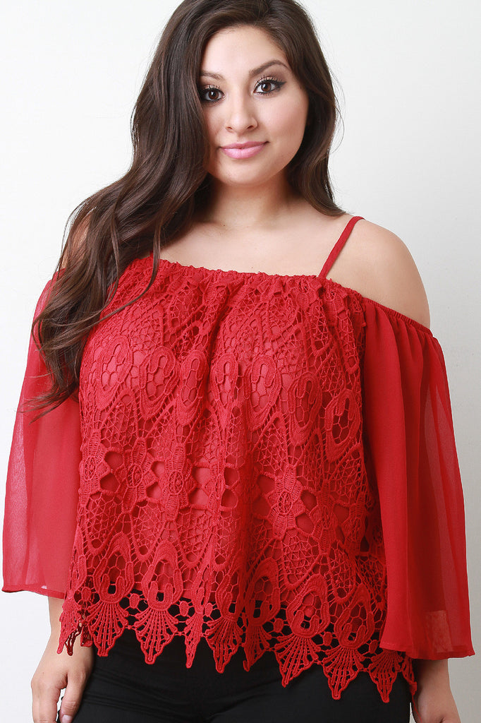 Crochet Lace Off-The-Shoulder Scalloped Hem Blouse Top – Purposed By ...