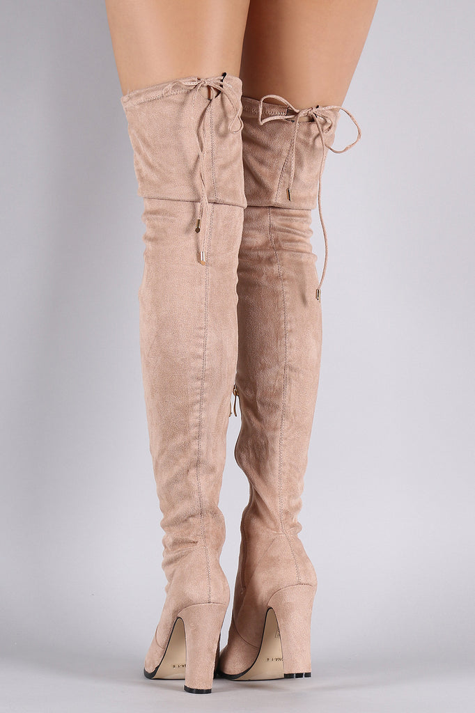 Suede Drawstring Heeled Over-The-Knee Boots – Purposed By Design (Honey ...