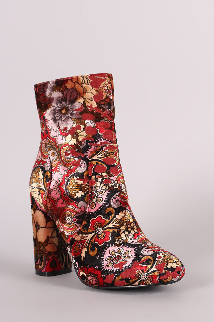 velvet floral boots