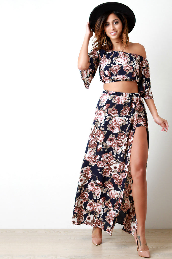 floral maxi skirt with split