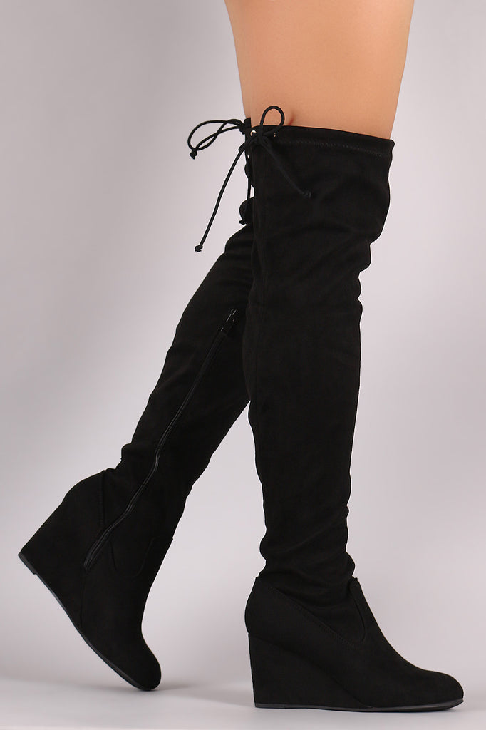 over the knee suede wedge boots