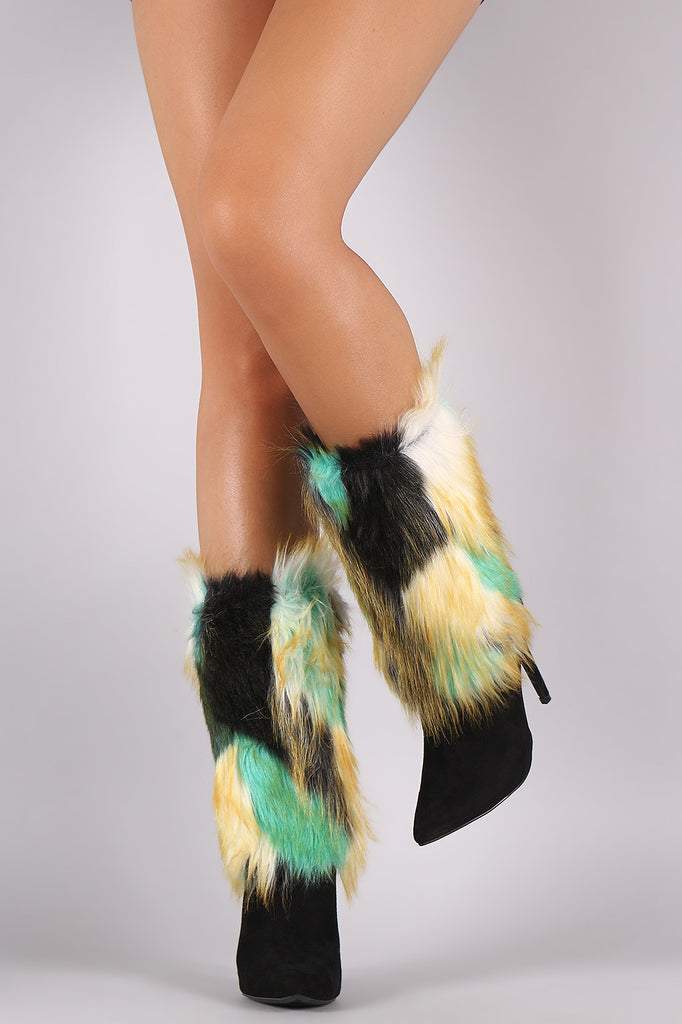 multicolor fur boots