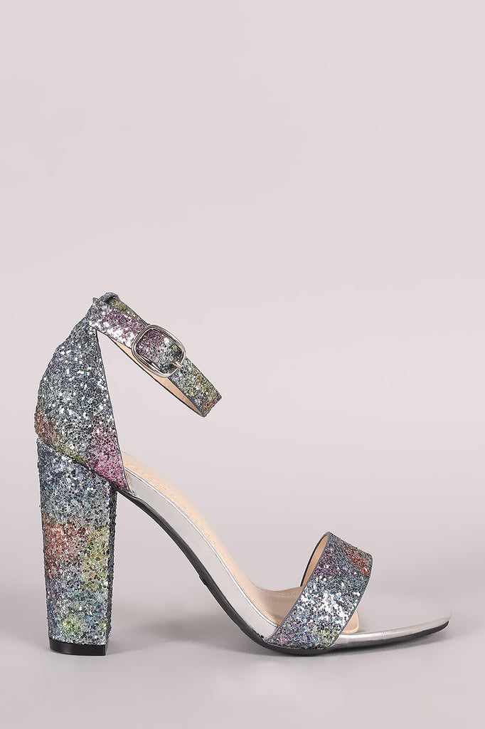 Bamboo Glitter Open Toe Chunky Heel 