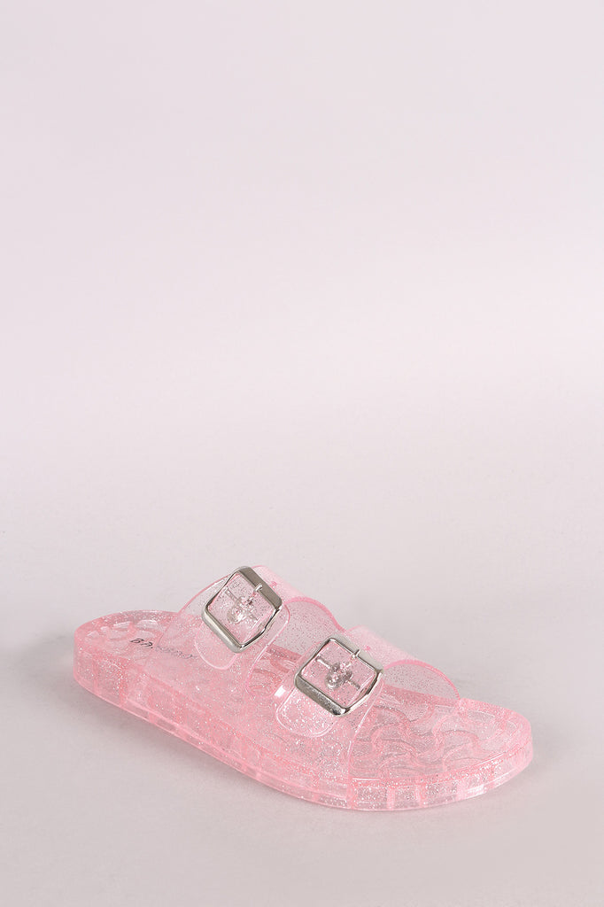 pink glitter jelly slides