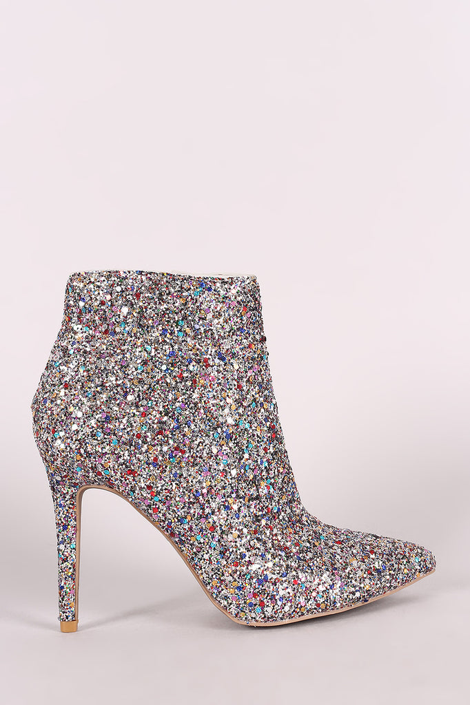 Qupid Glitter-Encrusted Pointy Toe Stiletto Booties – Purposed By ...