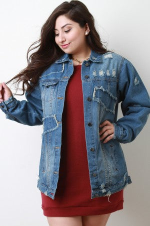 I Do What I Want Distressed Denim Jacket