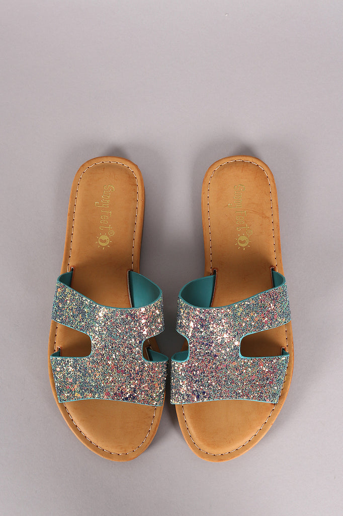 glitter h sandals