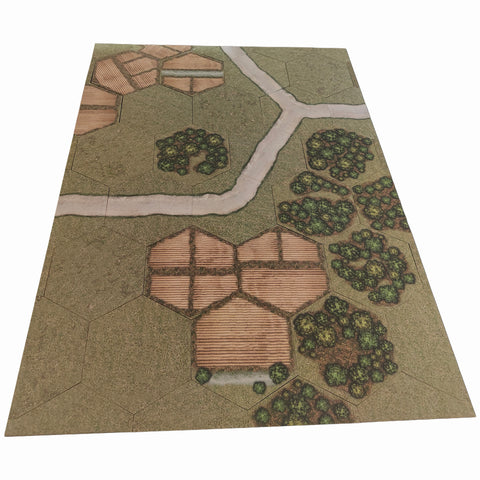 Fields, forest and roads flex hex board