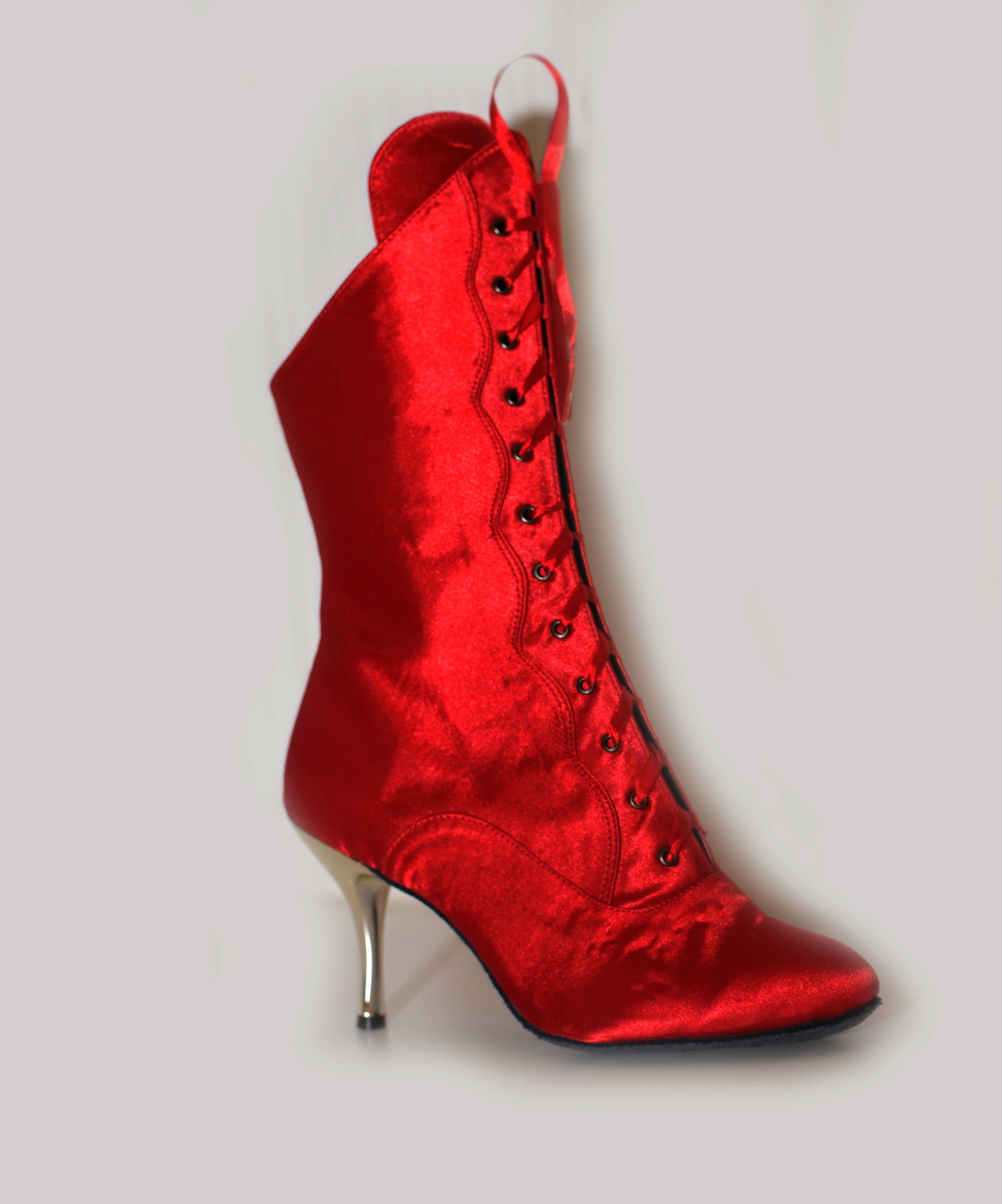red satin boots