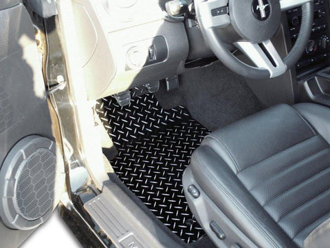 Floor Mats Diamond Plate Powder Coated 2pc V6 Gt Ford Mustang