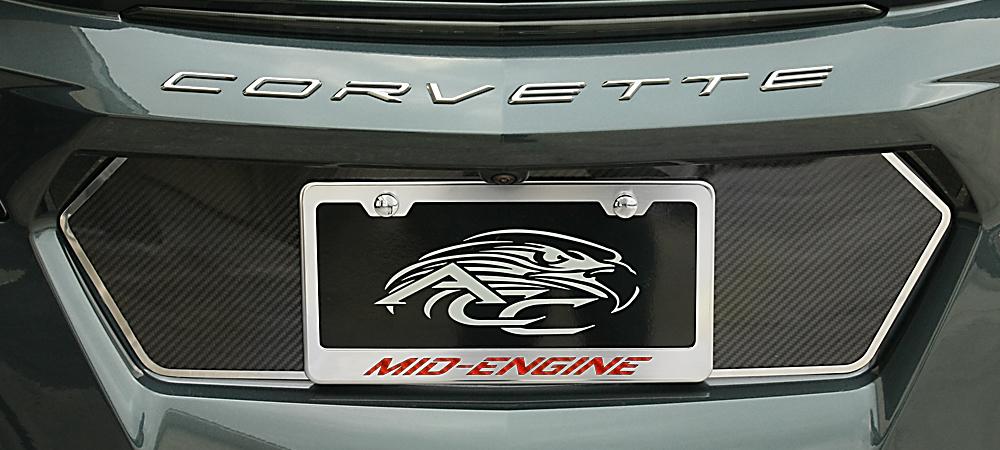 C8 Corvette MID-ENGINE Style Stainless Steel License Plate Frame by