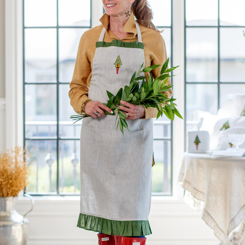 Holiday Girl Linen Apron