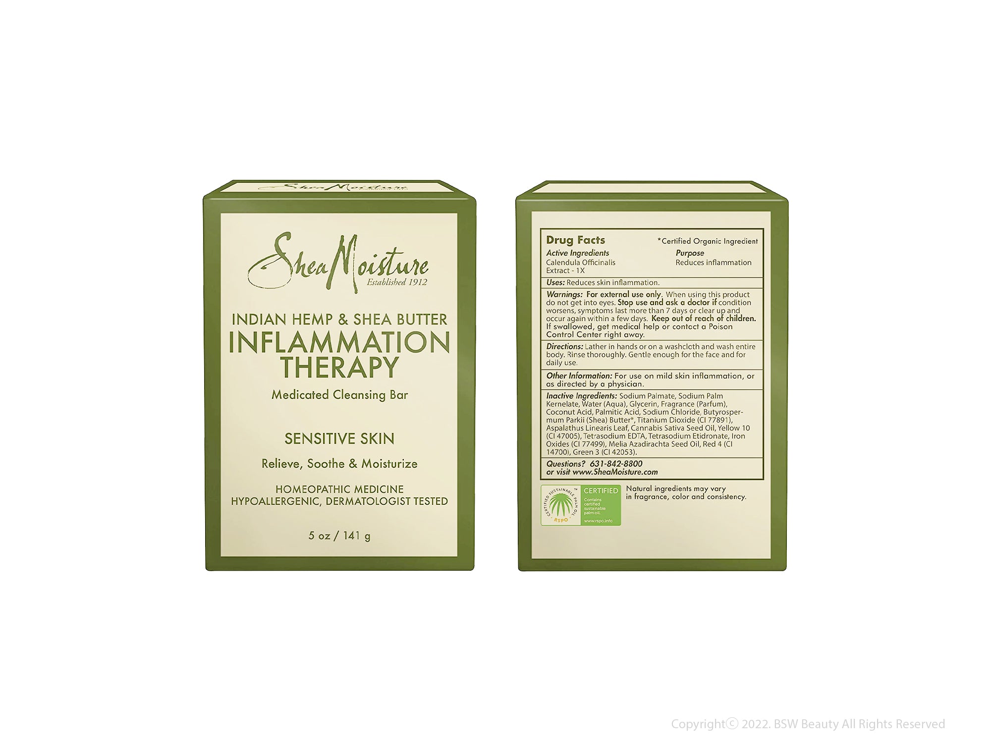 SHEA MOISTURE INDIAN HEMP & SHEA BUTTER INFLAMMATION THERAPY BAR SOAP