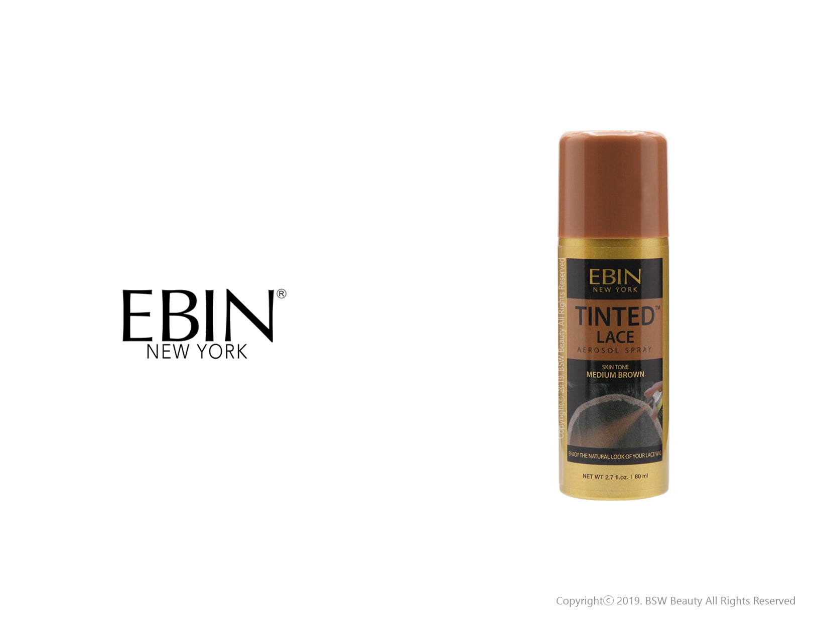 Ebin - Tinted Lace Aerosol Spray - Medium Dark Brown 2.7oz