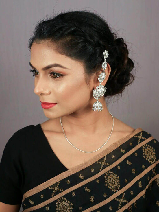 Gold Round Earrings with beaded Kaan Chain – Jewellery By Alirah