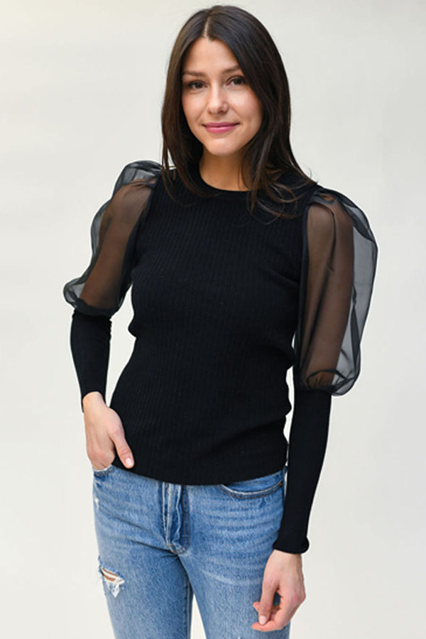 Chiffon Sleeve Sweater