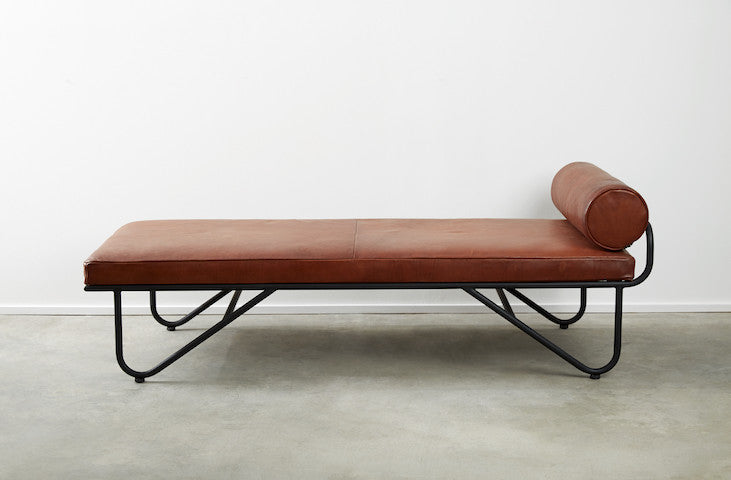 Brown Leather Chaise
