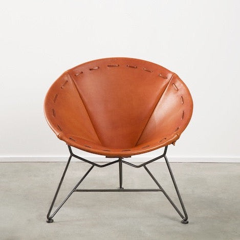 round leather chair