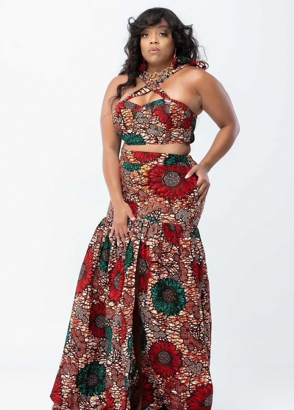 2 piece african print dress