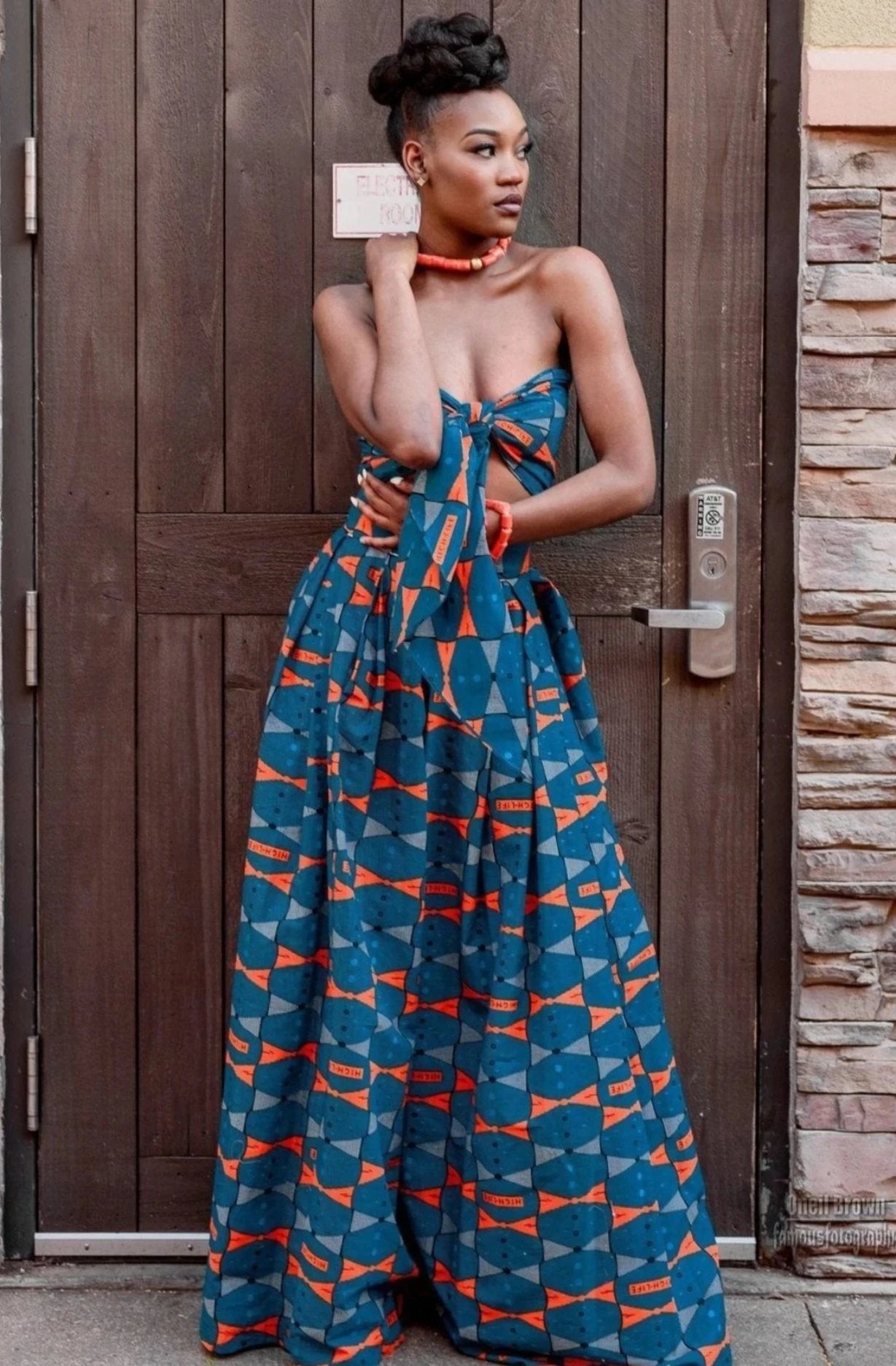 Vintage African print maxi one-piece