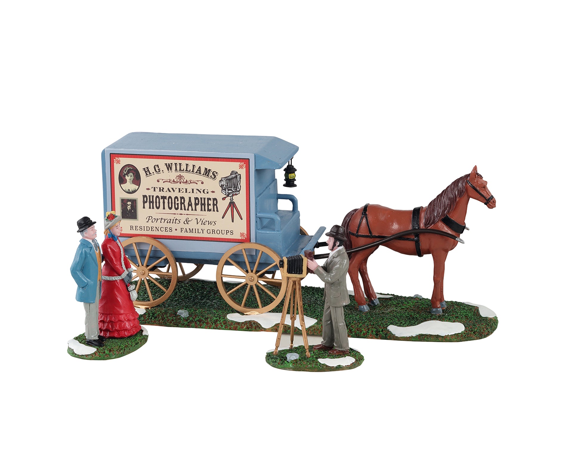 Lemax 13561 Travelling Photographer Wagon, Set of 3 | Caddington Table  Piece #13561