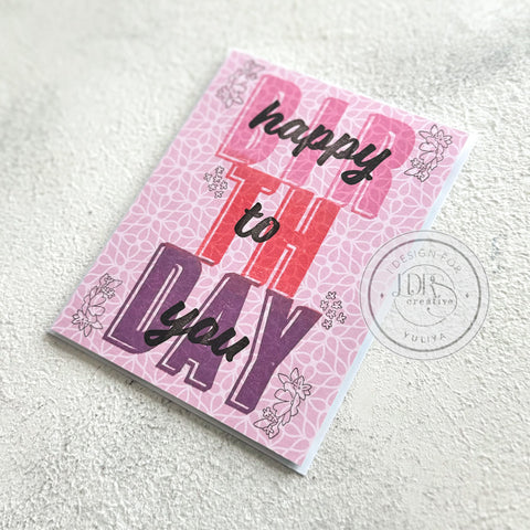 Pink Big Word Birthday Card