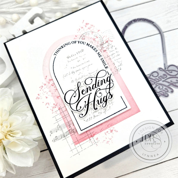 Ink Blended Letterpress Arch Card with Collage Stamping