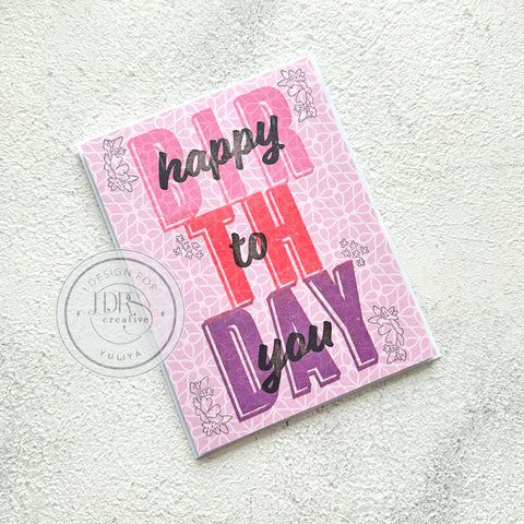 Pink Big Word Birthday Card