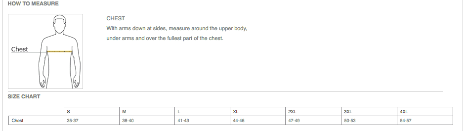 Blank Size Chart