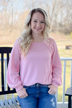 Pink Lace Detail Top