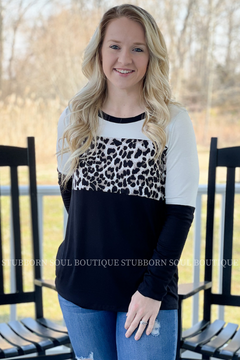 Color Block Leopard Top