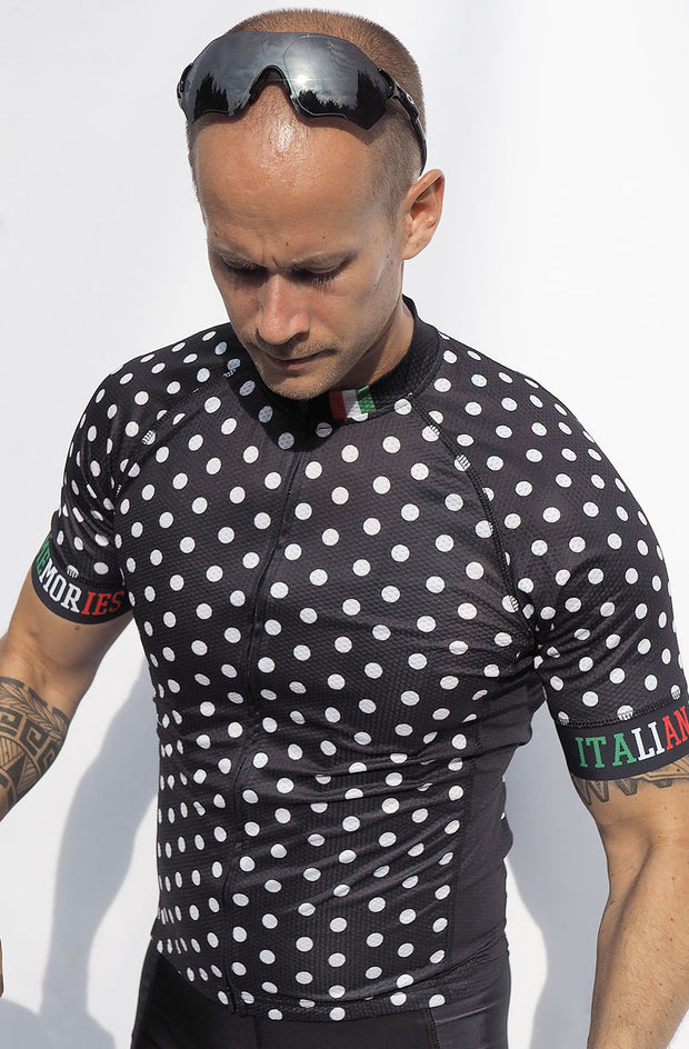 polka dot cycling jersey