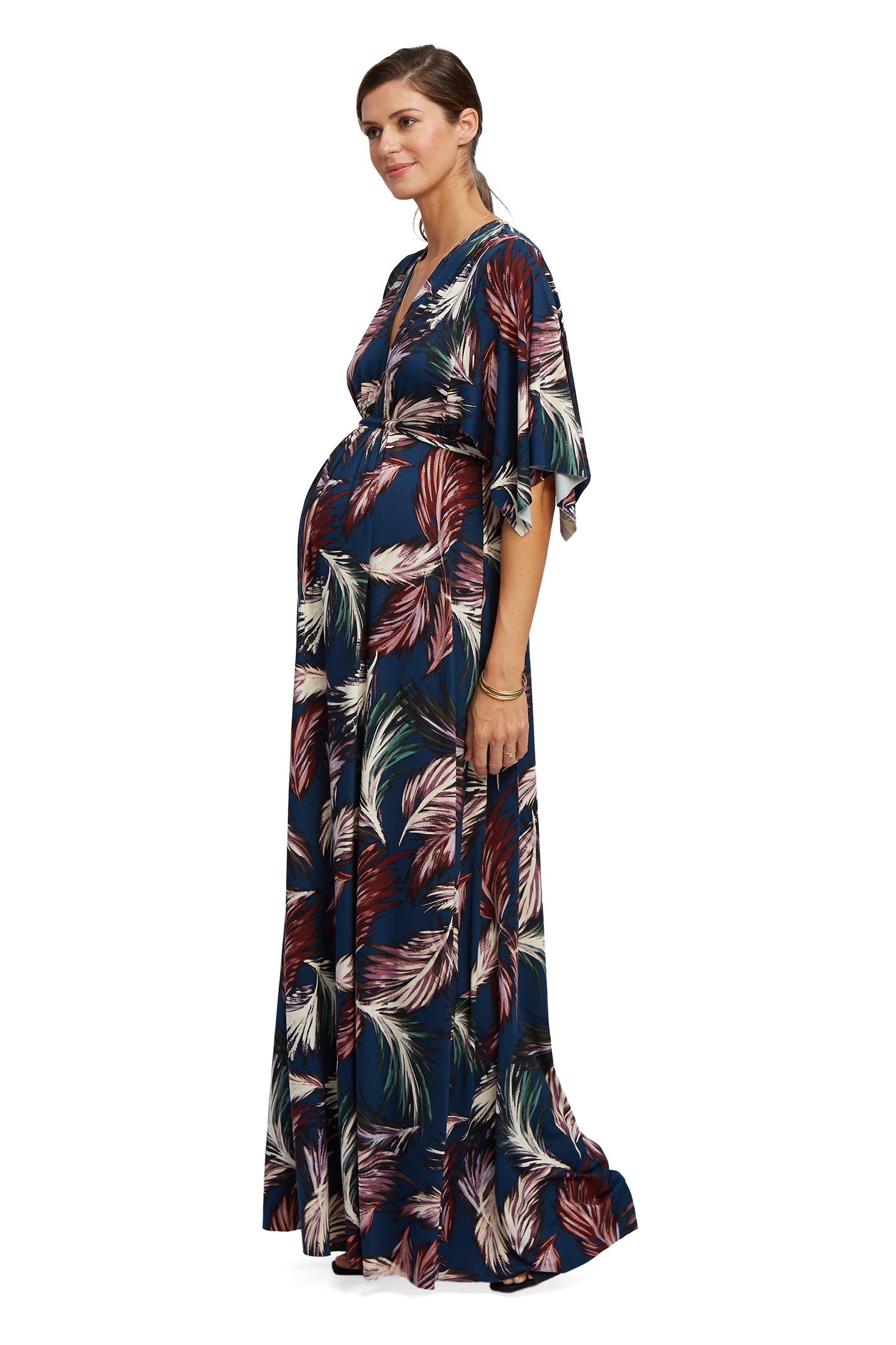 Long Caftan Dress - Feather Print, Maternity – Rachel Pally