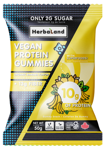 herbaland vegan protein gummies banana workout snack 