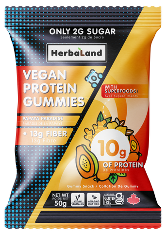 herbaland vegan protein gummies papaya workout snack 