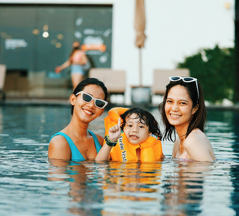 Family enjoying a pool